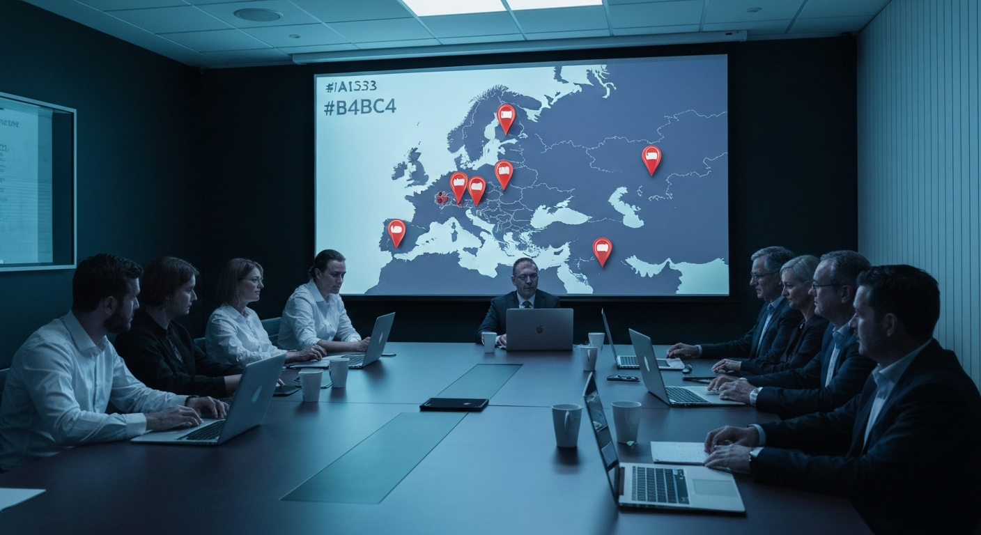 Dashboard de conformité réglementaire SaaS B2B affichant les statuts DMA, AI Act et MiCA pour un éditeur logiciel européen en 2026
