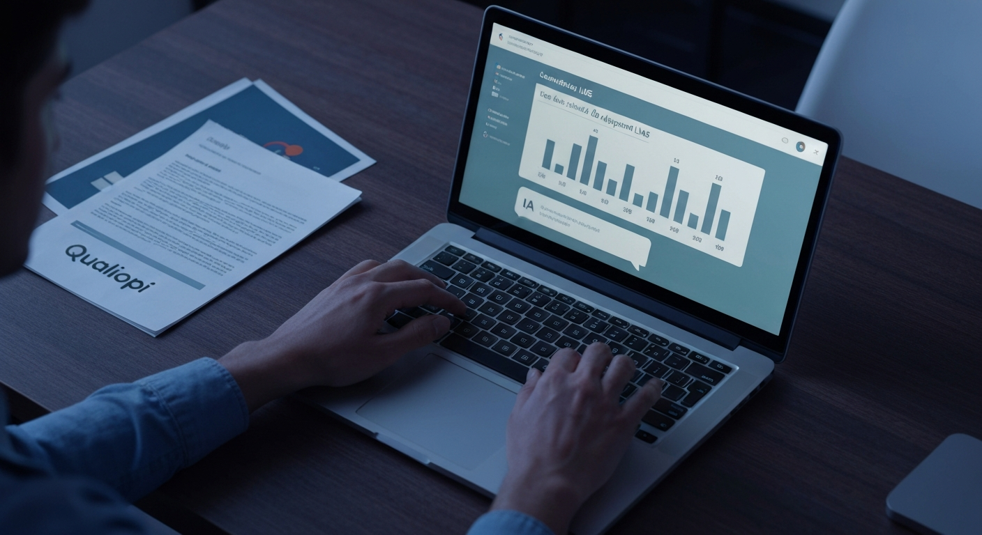 Agent IA suivi apprenant analysant les données de progression sur un tableau de bord e-learning conforme RGPD