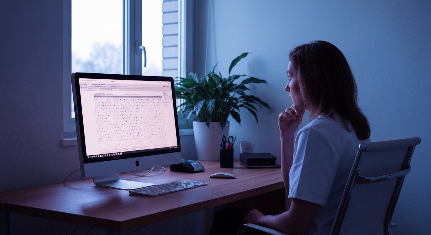Thérapeute consultant ses fiches clients sur un CRM cloud, illustrant l'hébergement données clients thérapeutes sécurité 2026