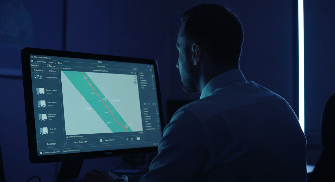 Tableau de bord TMS affichant les données géolocalisation supply chain d'une flotte poids lourds avec alertes conformité RGPD